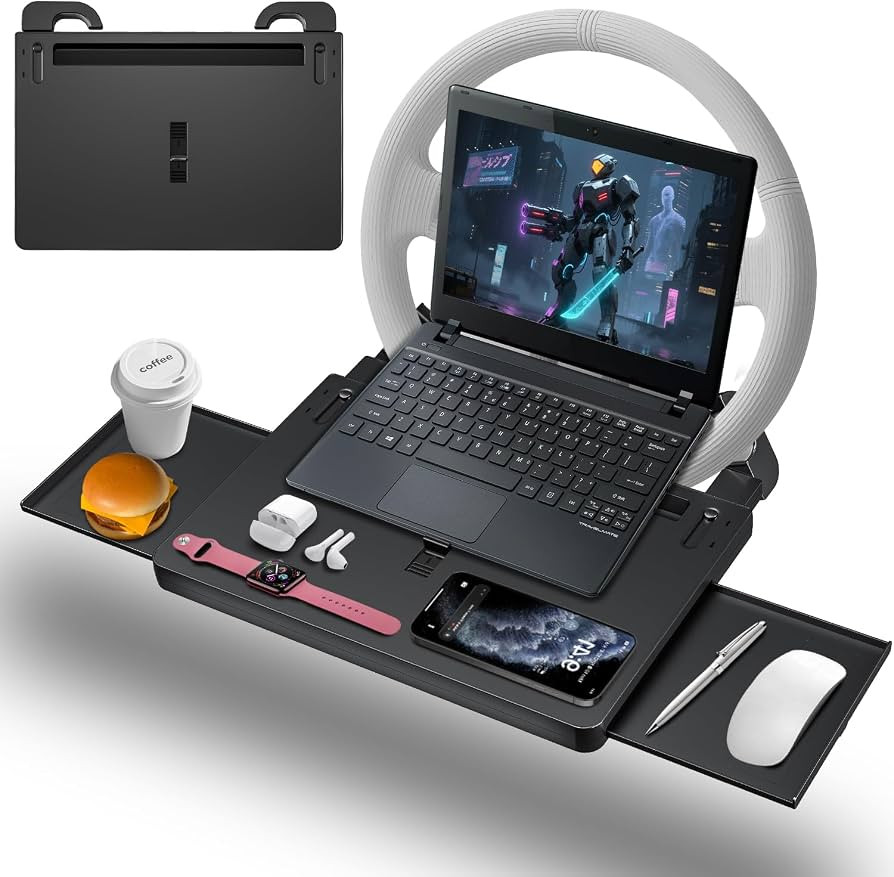 Steering Wheel Tray, Car Food Tray, Car Desk for Laptop, Multipurpose Car Table for Eating & Work... | Amazon (US)