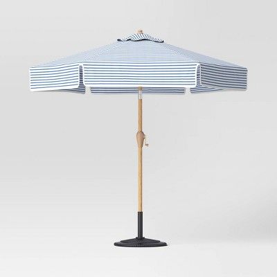 6.5'x6.5' Valence Outdoor Patio Umbrella with Trim Blue/Ivory - Threshold™ designed with Studio... | Target