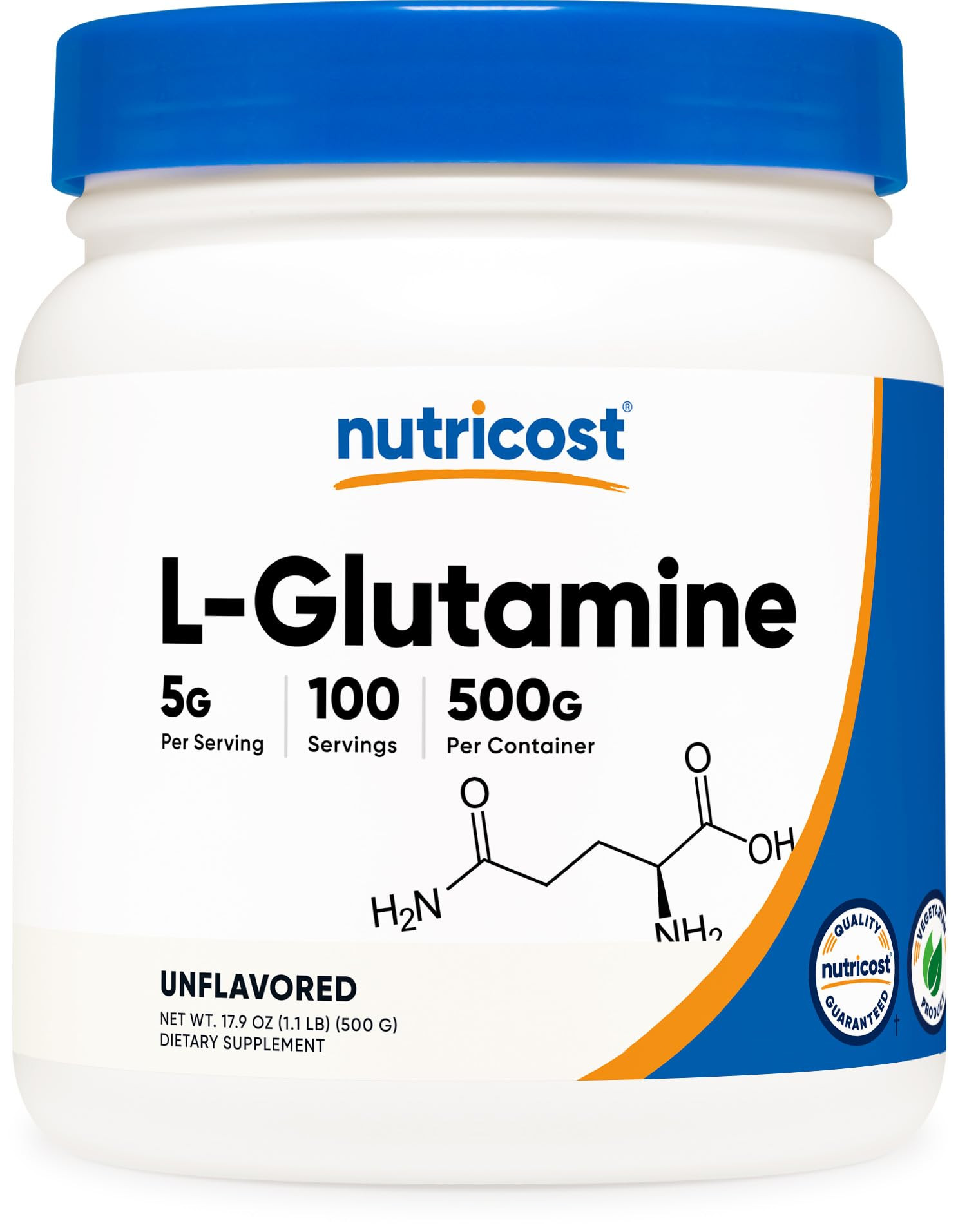 Nutricost L-Glutamine Powder (500 Grams) Unflavored - Gluten Free & Non-GMO, 100 Servings | Amazon (US)