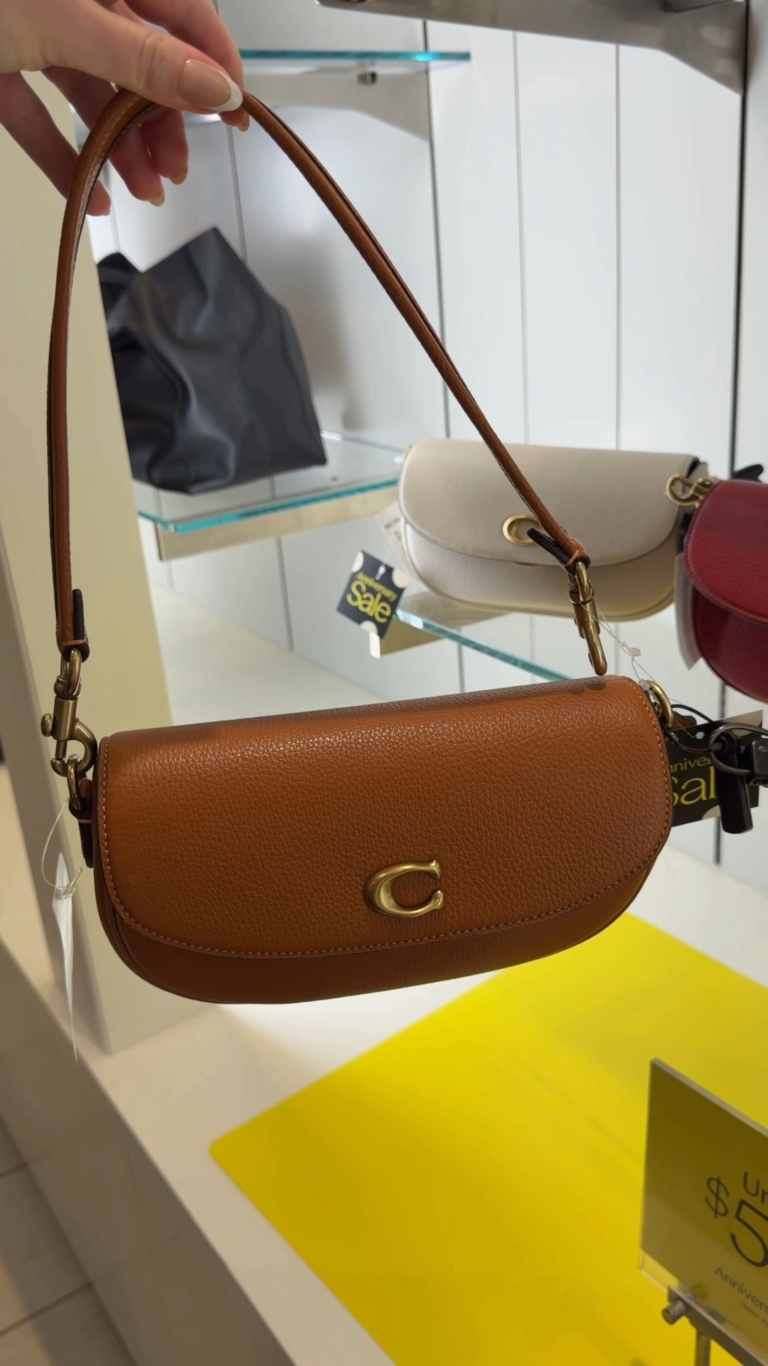 I went to shop the Nordstrom anniversary sale so you don’t have to! Maybe my local location just wasn’t it, but the online selection is much better! Comments SHOP & I’ll dm you the links ♥️

They did have the exclusive coach pebbled leather shoulder bag in stock in every color 😍 and the Kurt Geiger patchwork tote that gives me major Coachtopia vibes!

They were out of the limited edition Tory Burch bag but don’t worry, she’s still available online ♥️
The beauty sales were much better in store than the bags were. I think it’s best to shop the anniversary sale online 👜