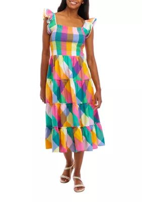 Crown & Ivy™ Women's Smocked Midi Dress | Belk