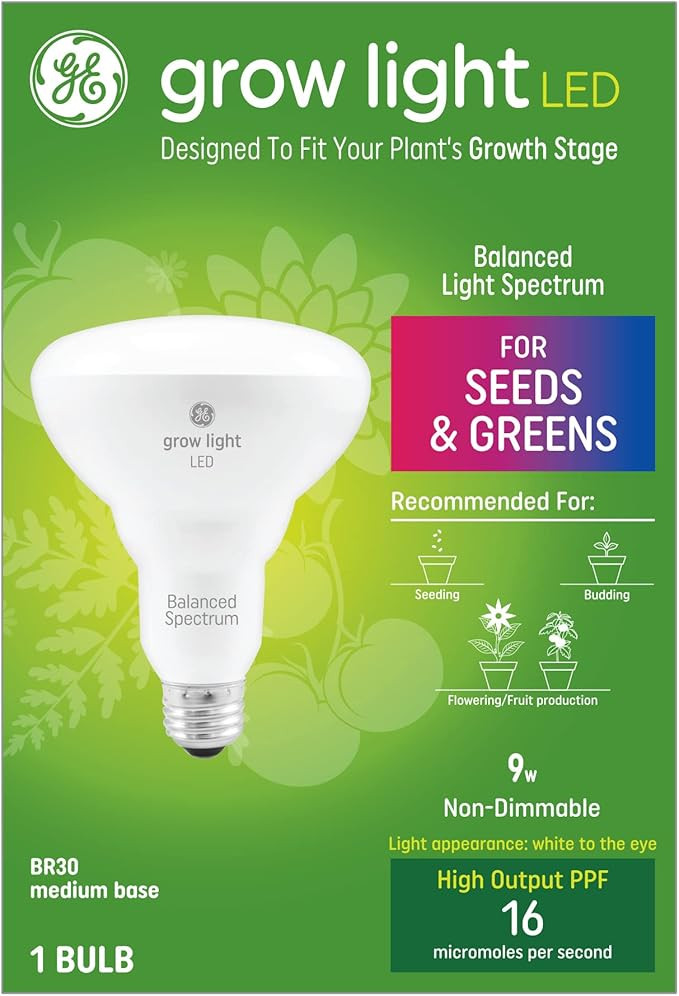 GE Grow Light LED Indoor Flood Light Bulb, Balanced Light Spectrum for Seeds and Greens, 9 Watts,... | Amazon (US)