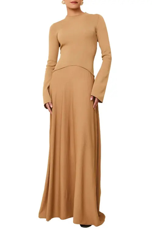 Solid & Striped The Soglio Long Sleeve Maxi Dress in Camel at Nordstrom, Size X-Large | Nordstrom