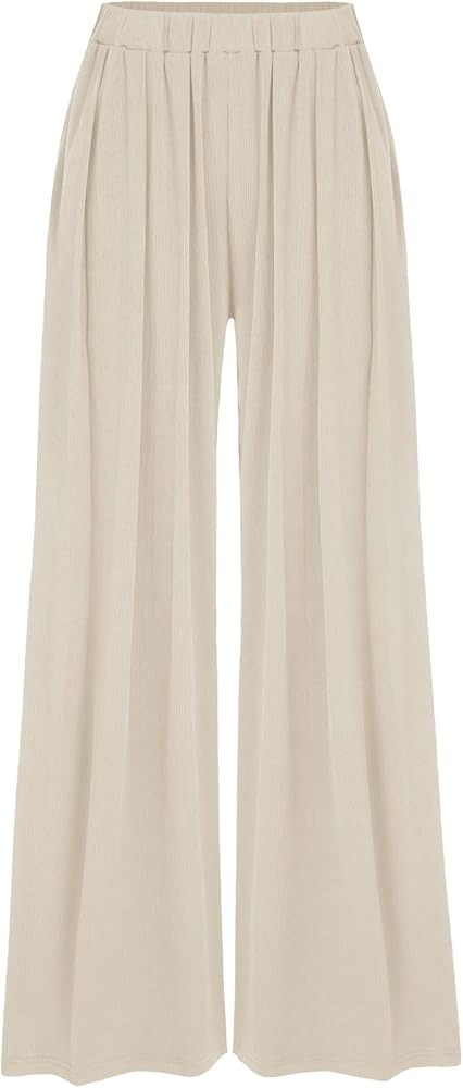 CIDER Wide Leg Palazzo Pants for Women with Pockets Elastic Business Causal Pants Women Summer fo... | Amazon (US)