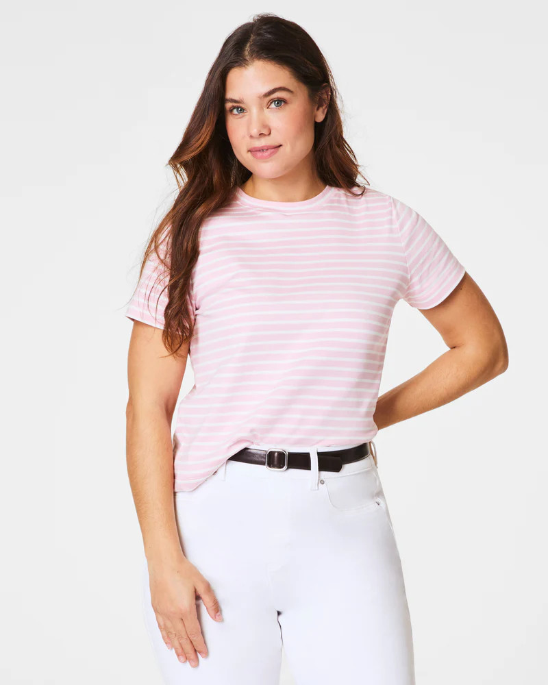 SPANX® Cotton Crewneck Tee, Stripe | Spanx