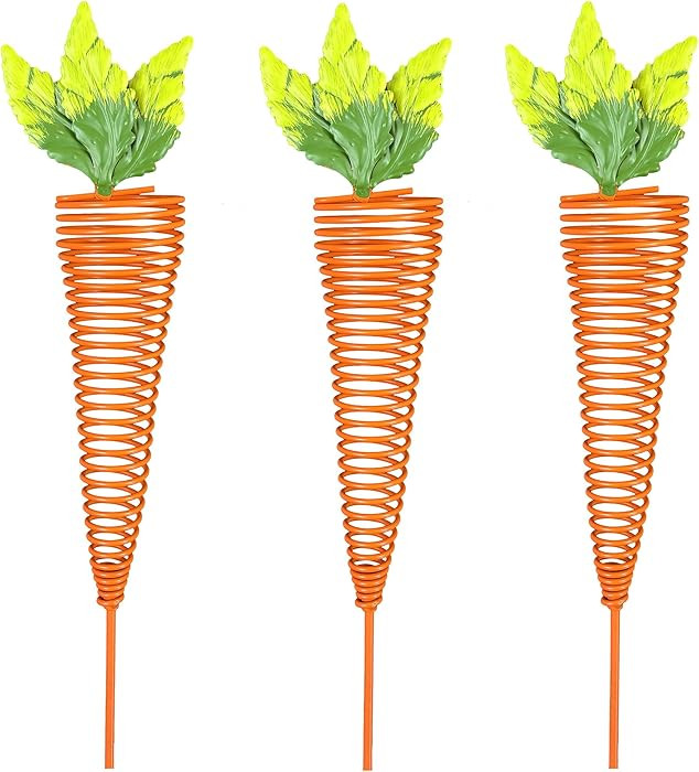 Easter Iron Garden Carrot Decor Stakes – 3 Pc. Set,Handcrafted Metal Carrot Stakes for Outdoor ... | Amazon (US)