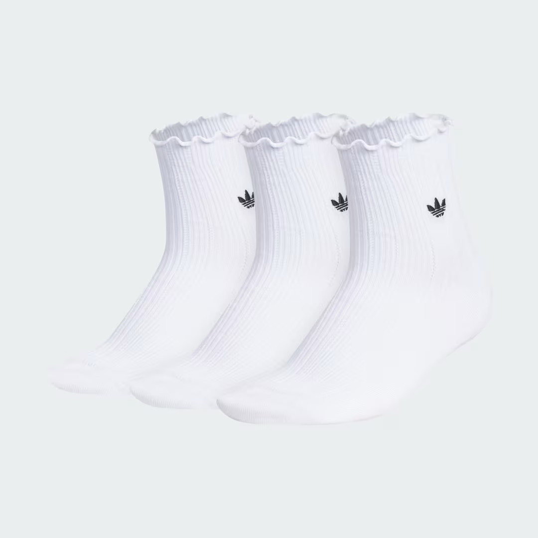 adidas Unisex Originals Ruffle 3-Pack Quarter White L - Originals Socks | adidas (US)