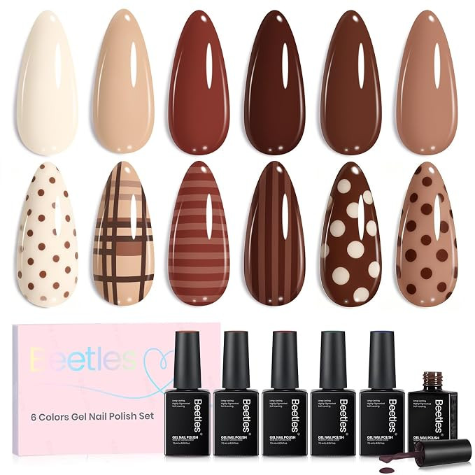 Beetles Brown Gel Polish Set, Toasty Aroma Collection, 6 Fall Colors | Nude Brown Nail Colors UV ... | Amazon (US)
