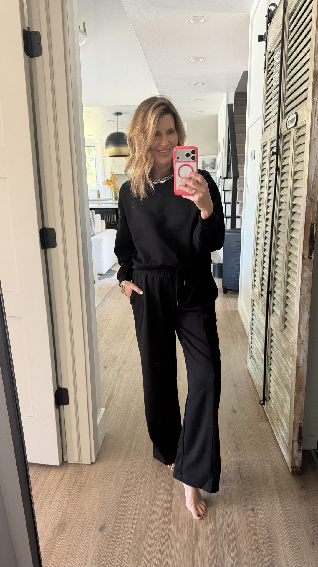 Wearing a size small in embellished scuba knit

#LTKOver40