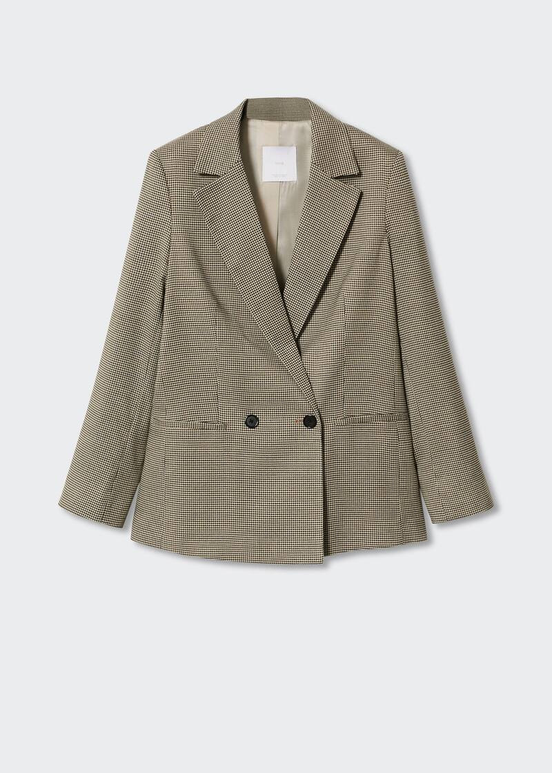 Houndstooth wool-blend blazer -  Women | Mango United Kingdom | MANGO (UK)