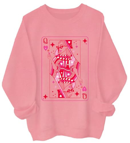 Heart Queen Sweatshirt Heart Queen Valentine's Day Sweatshirt Pink | Amazon (US)