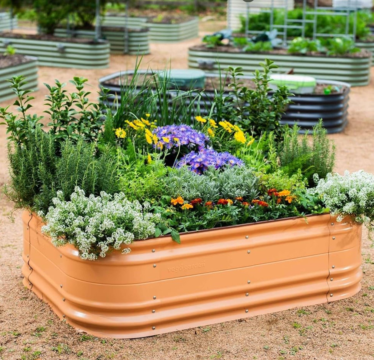 Vego garden 17" Tall 6 in 1 Novel Modular Raised Garden Bed Kit Metal Planter Box with 2 in 1 Wrench & Magnetic Plant Tags for Vegetables Flowers Fruits, Terra Cotta

#LTKHome