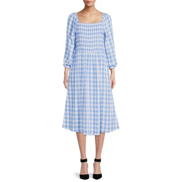 BeachLunchLounge Women's Smocked Gingham Dress - Walmart.com | Walmart (US)