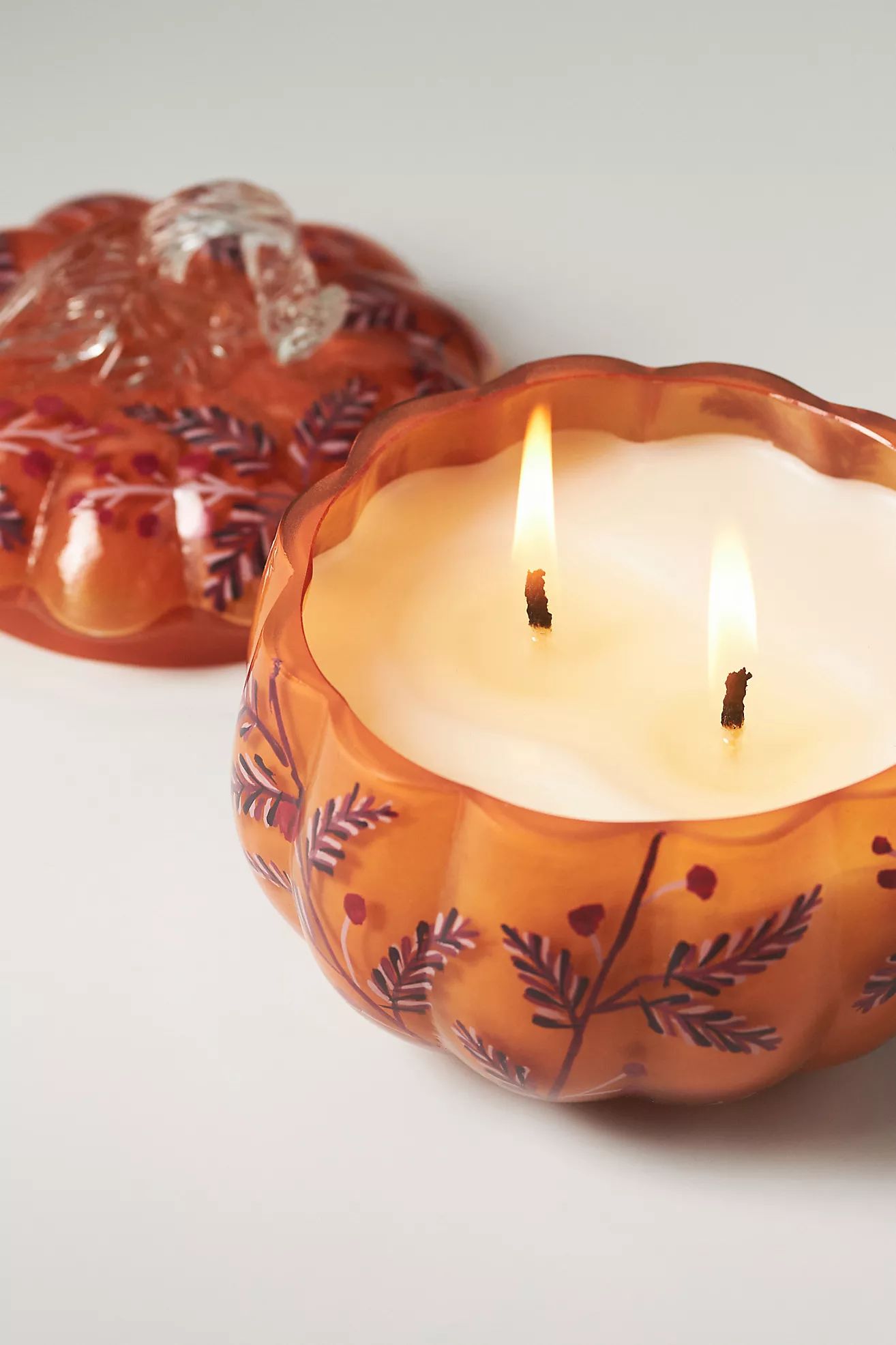 Handpainted Pumpkin & Sweet Vanilla Glass Pumpkin Candle | Anthropologie (US)