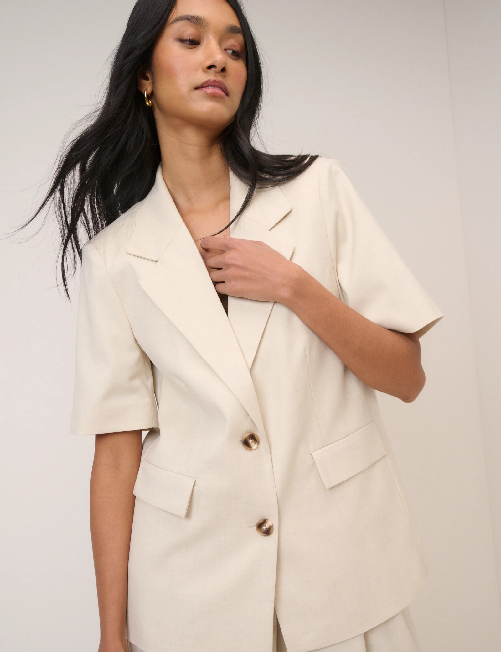 Stone Short Sleeve Relaxed Blazer | Nobody's Child