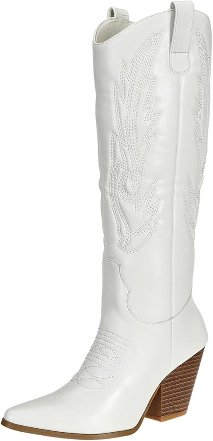 SheSole Women's Tall Cowgirl Cowboy Boots Knee High Chunky Heel Wide Calf Western Country Riding ... | Amazon (US)