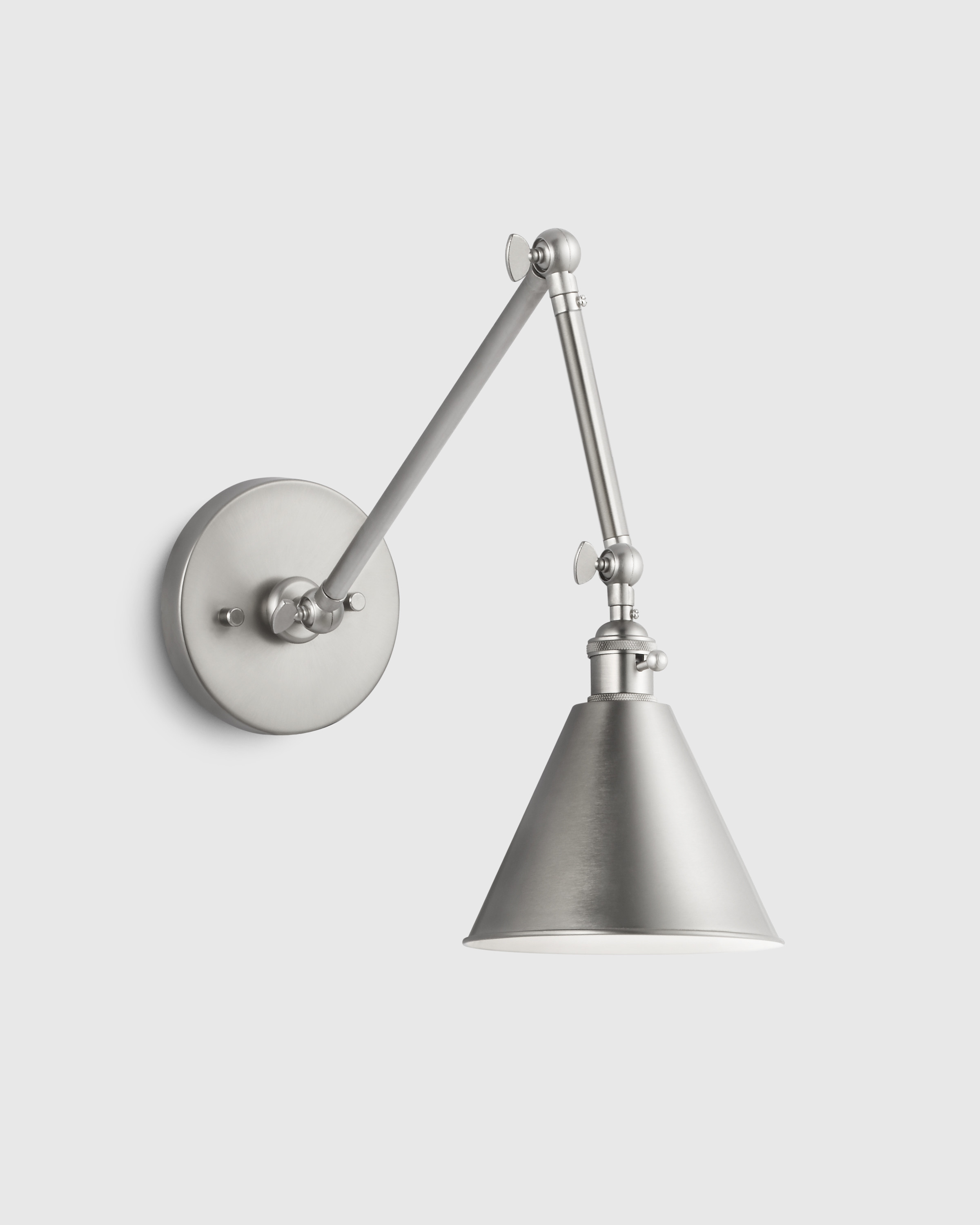Quince White Label | Articulating Double Arm Steel Wall Sconce in Silver | Quince