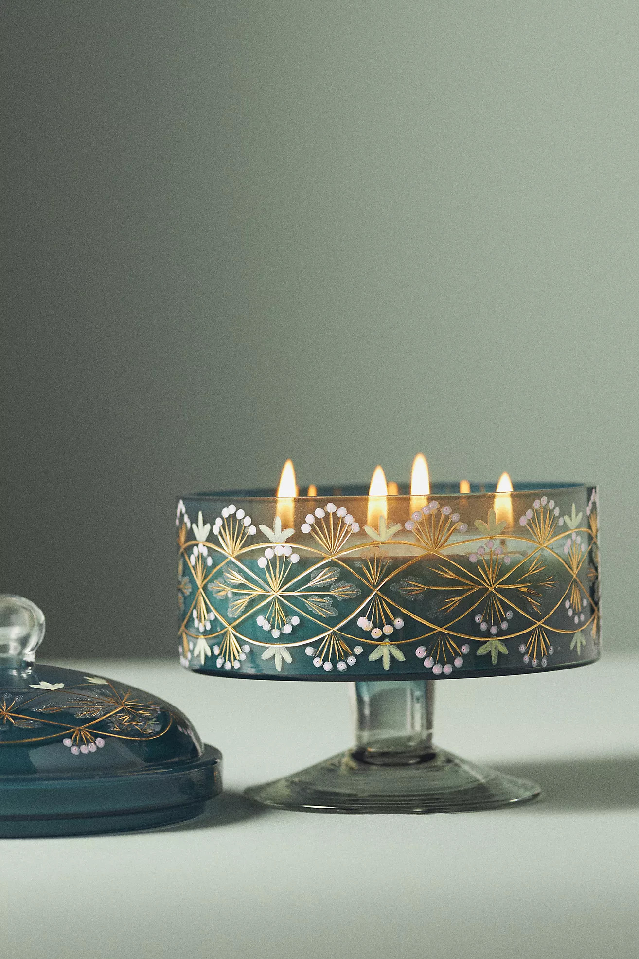 Aurora Fruity Blackberry Cedar Etched Glass Candle | Anthropologie (US)