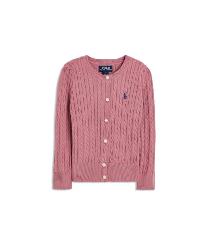 POLO RALPH LAUREN, Girls, Mini-Cable Cotton Cardigan (Toddler/Little Kid), Canvas Pink, 6, Little Kid | Amazon (US)