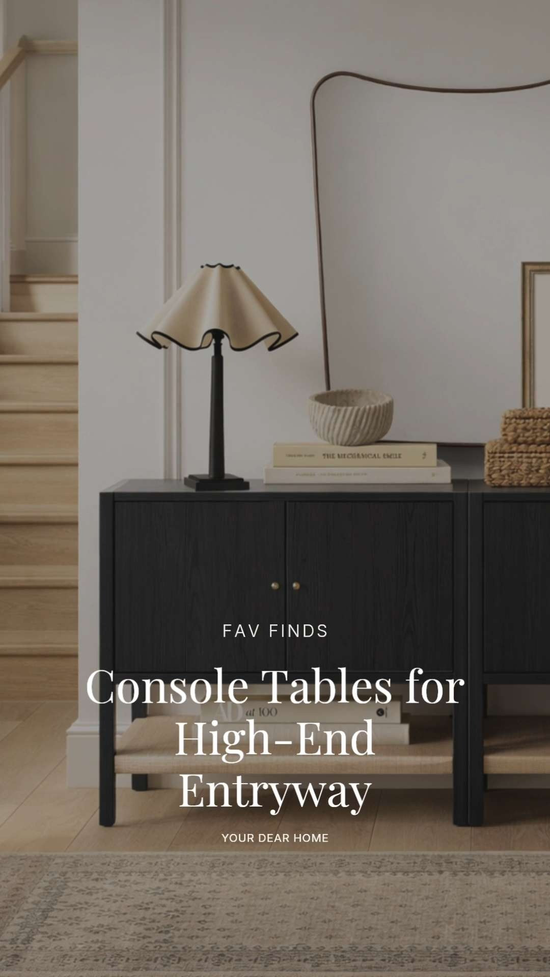 Black console tables styled for a high-end entryway with warm neutrals, soft lighting, and minimal decor that creates a clean, elevated first impression. 

 #LTKHome