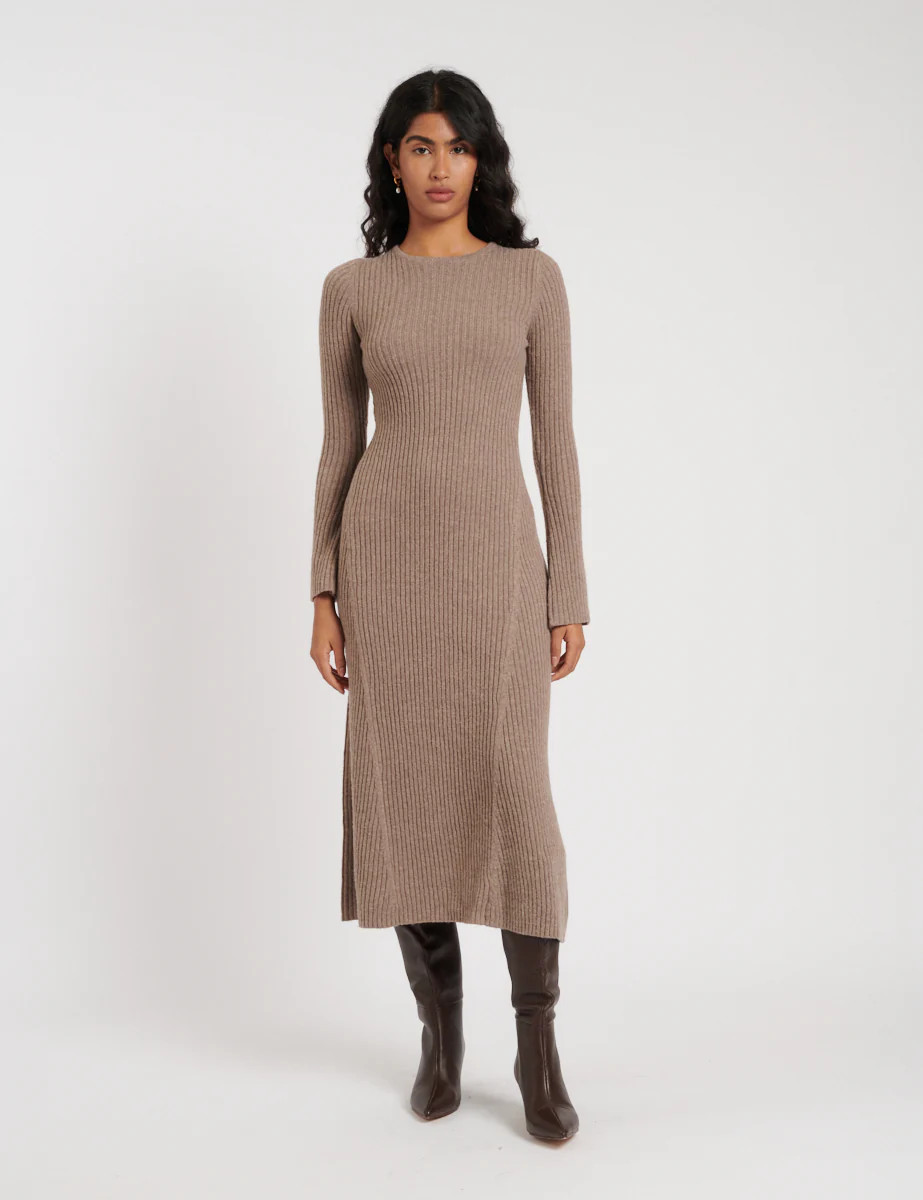 Brown Knitted Midi Dress | Nobody's Child