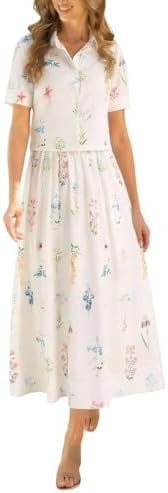 Tankaneo Womens Floral 2 Piece Skirt Set Summer Puff Sleeve Crop Blouse and Maxi Dress Outfits Ma... | Amazon (US)