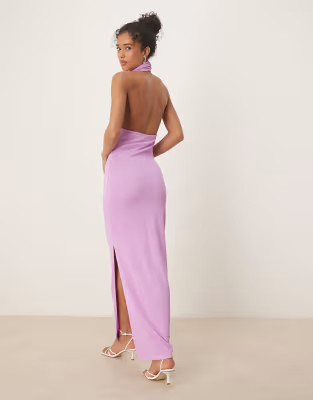 Vila textured cowl neck low back maxi dress in violet | ASOS | ASOS (Global)