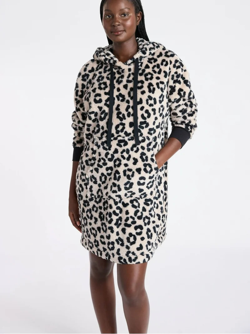 Joyspun Women's Oversized Hooded Plush Lounger, Size XS-3X | Walmart (US)