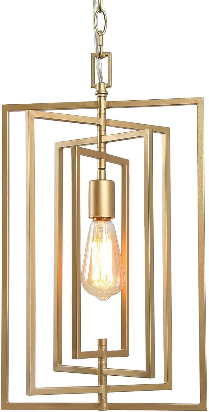 KSANA Gold Chandelier, Pendant Lighting for Kitchen Island with Adjustable Framework, W12"xH20.4 | Amazon (US)