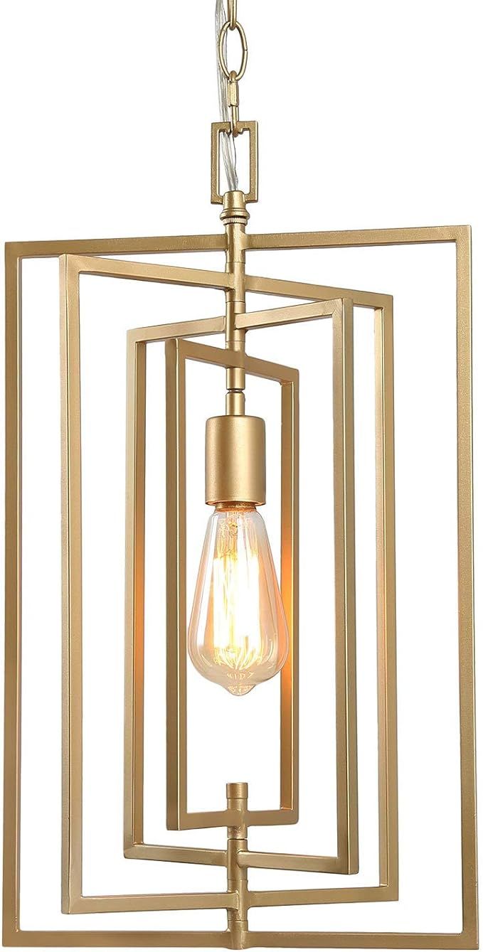 KSANA Gold Chandelier, Pendant Lighting for Kitchen Island with Adjustable Framework, W12"xH20.4 | Amazon (US)