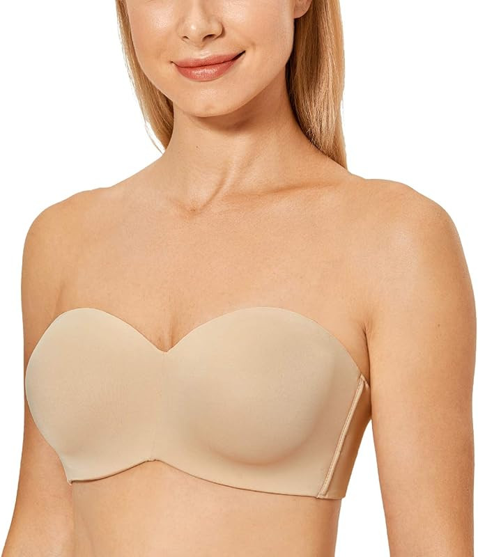 DELIMIRA Women's Strapless Bra Unlined Underwire Minimizer Plus Size Support | Amazon (US)
