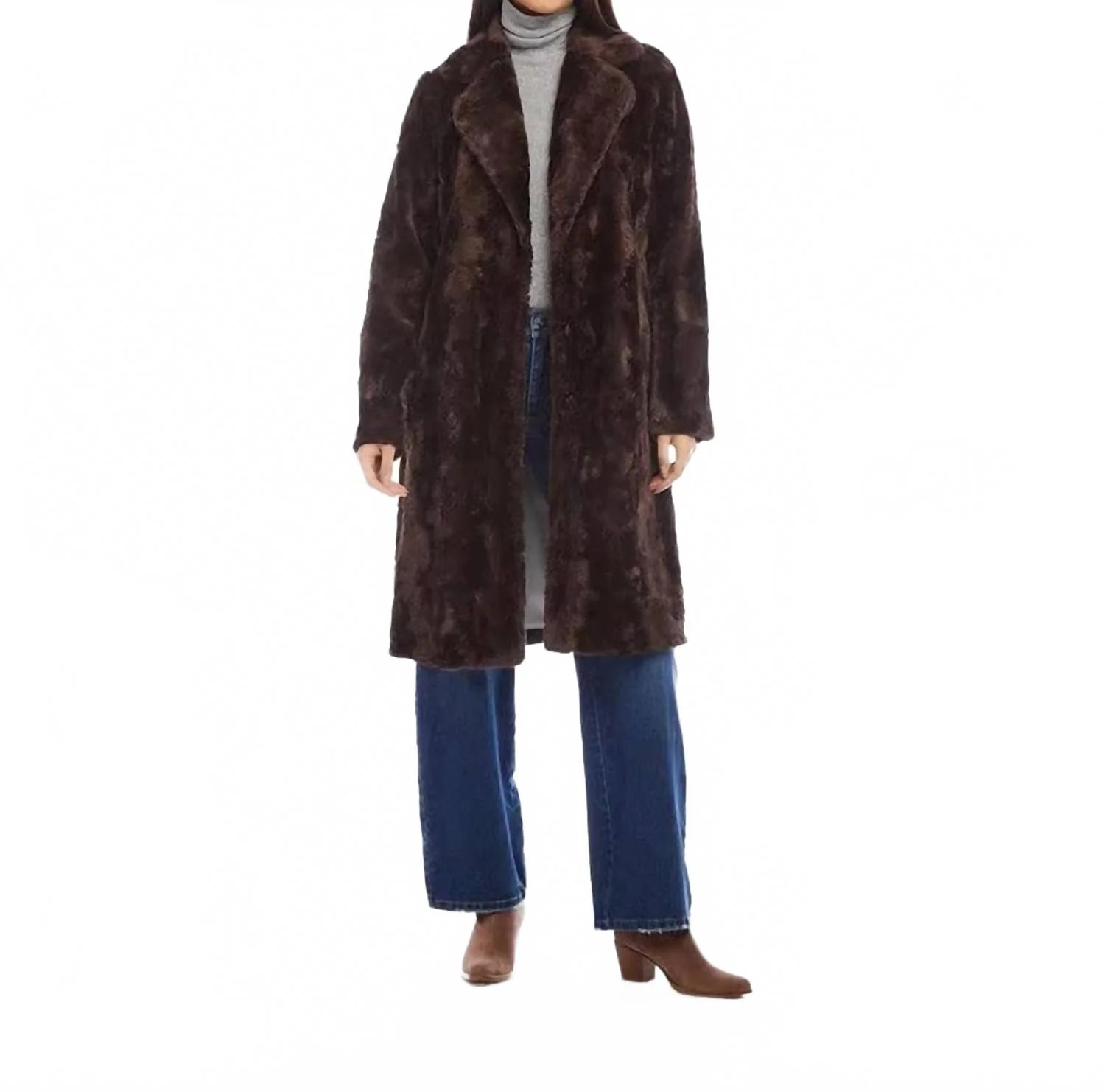 Faux Fur Coat In Brown | Shop Simon