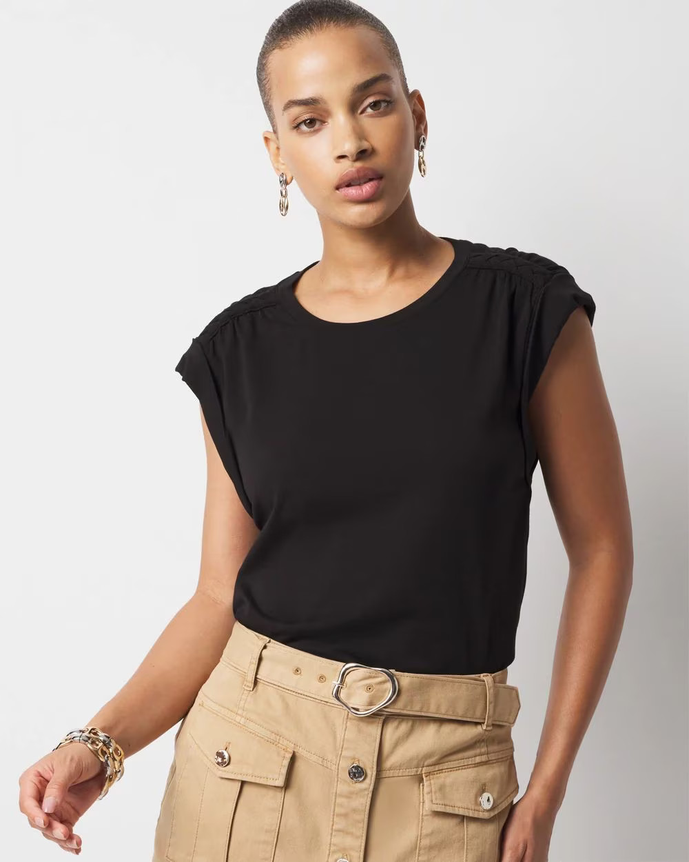 Braided Shoulder Tee | White House Black Market