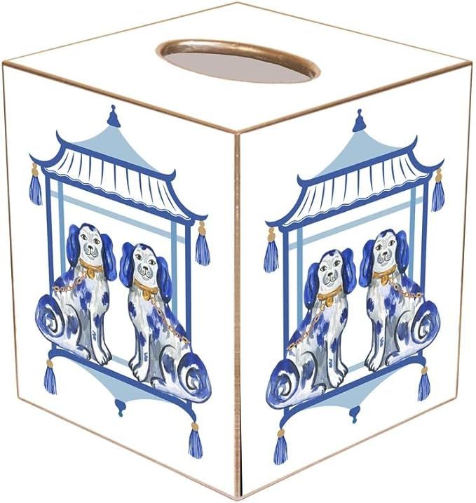 Staffordshire Chic Blue Tissue Box Cover, Chinoiserie Boutique Tissue Cover, Decorative Boutique ... | Amazon (US)