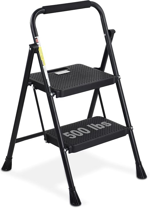 HBTower 2 Step Ladder, Folding Step Stool with Wide Anti-Slip Pedal, Sturdy Steel Ladder, Conveni... | Amazon (US)