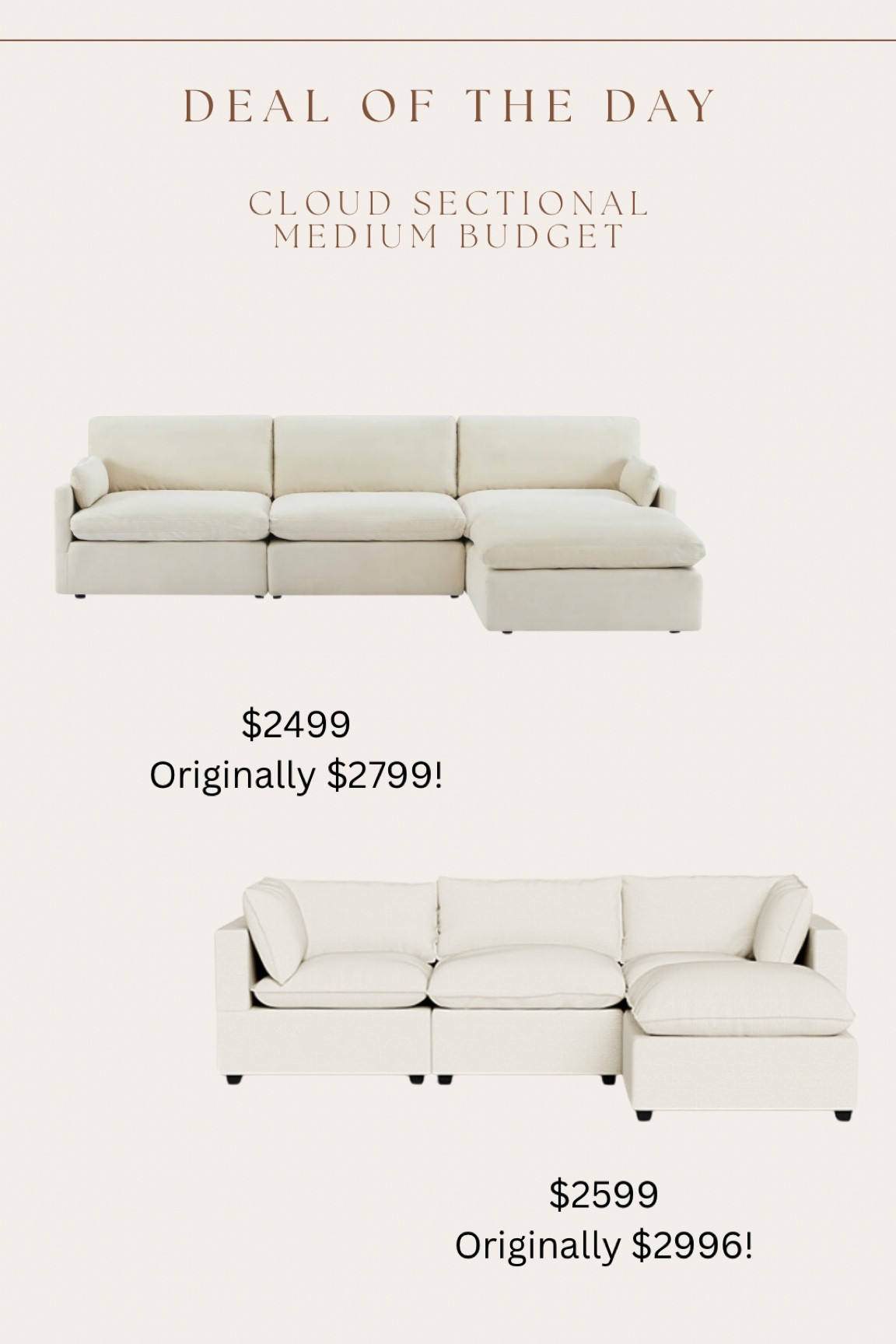 The two best medium budget cloud sectionals!! Both on sale right now!

#LTKhome #LTKsalealert