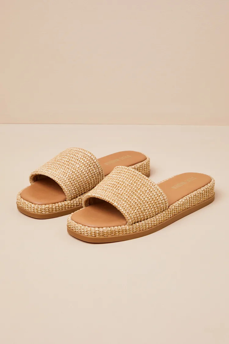 Boardwalk Natural Raffia Slide Sandals | Lulus