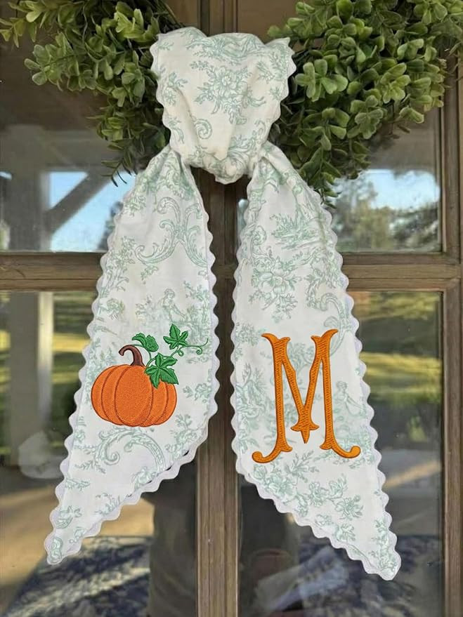 Personalized Halloween Wreath Sash Monogram Front Door Decor Pumpkin | Amazon (US)