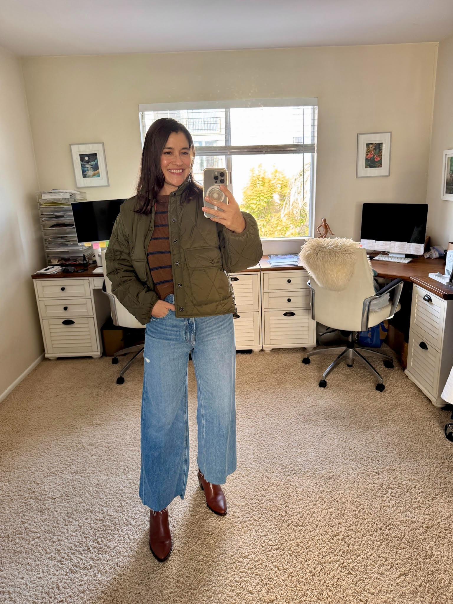 Cozy Winter Outfit: Toad&Co reversible jacket with Toad&Co striped crewneck sweater and Paige wide leg jeans. This is the BEST olive green jacket this season! Runs big, so size down  

 

#LTKStyleTip #LTKSeasonal #LTKFindsUnder100