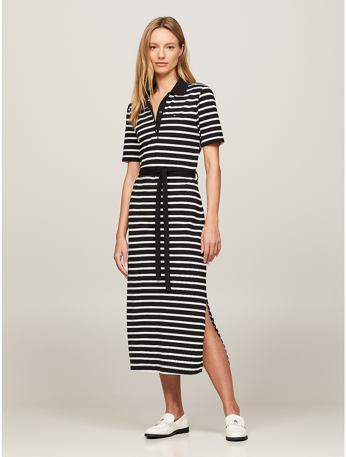 Tommy Hilfiger Women's Breton Stripe Midi Polo Dress - Black - S | Tommy Hilfiger (US)
