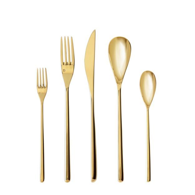 5pc Stainless Steel Dragonfly Silverware Set  Gold - Fortessa Tableware Solutions | Target