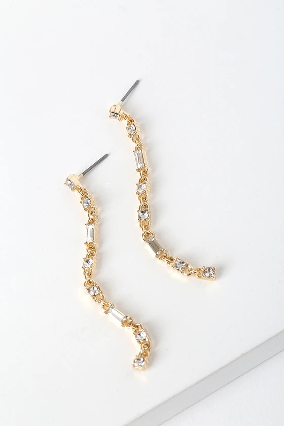 Benevolent Gold Rhinestone Drop Earrings | Lulus (US)