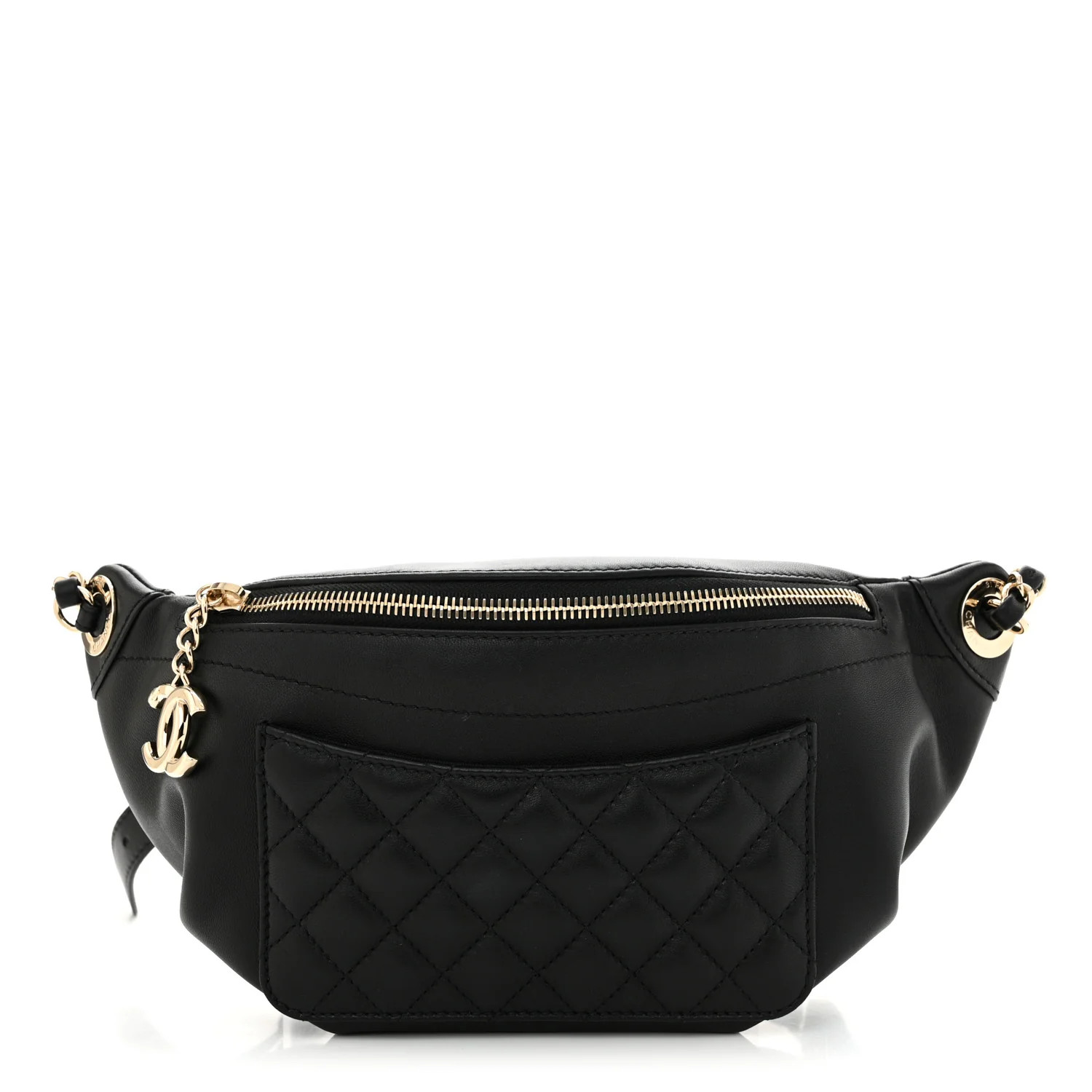 Lambskin Quilted Waist Bag Fanny Pack Black | FASHIONPHILE (US)