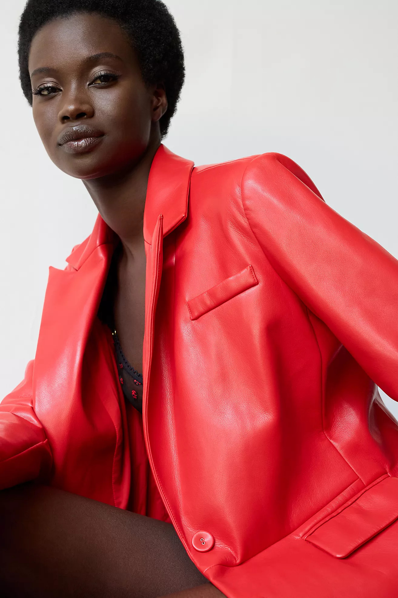 DOLAN Faux Leather Boyfriend Blazer | Anthropologie (US)