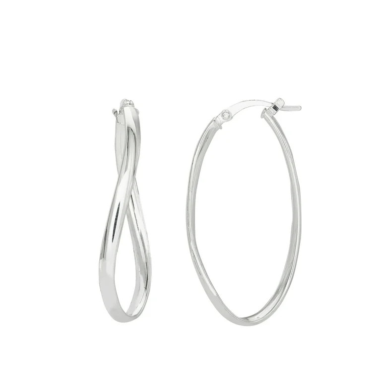 Brilliance Fine Jewelry Aretes Twist Hoop Ovalados de Plata de Ley para Mujer - Walmart.com | Walmart (US)