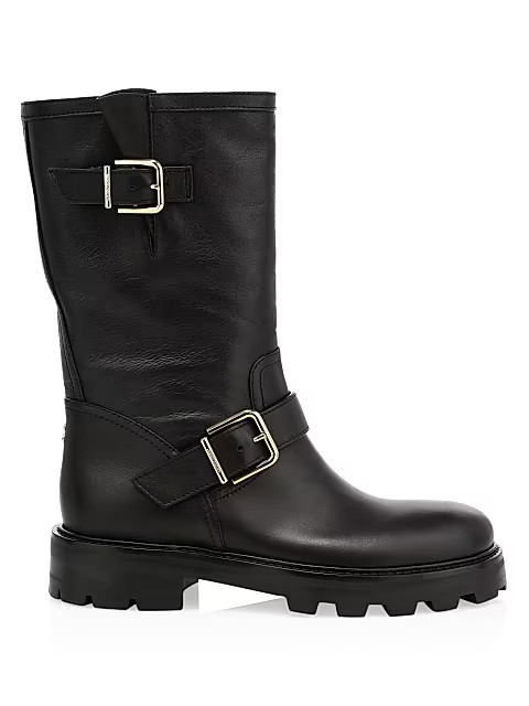Jimmy Choo Biker II Leather Mid-Calf Boots | Saks Fifth Avenue