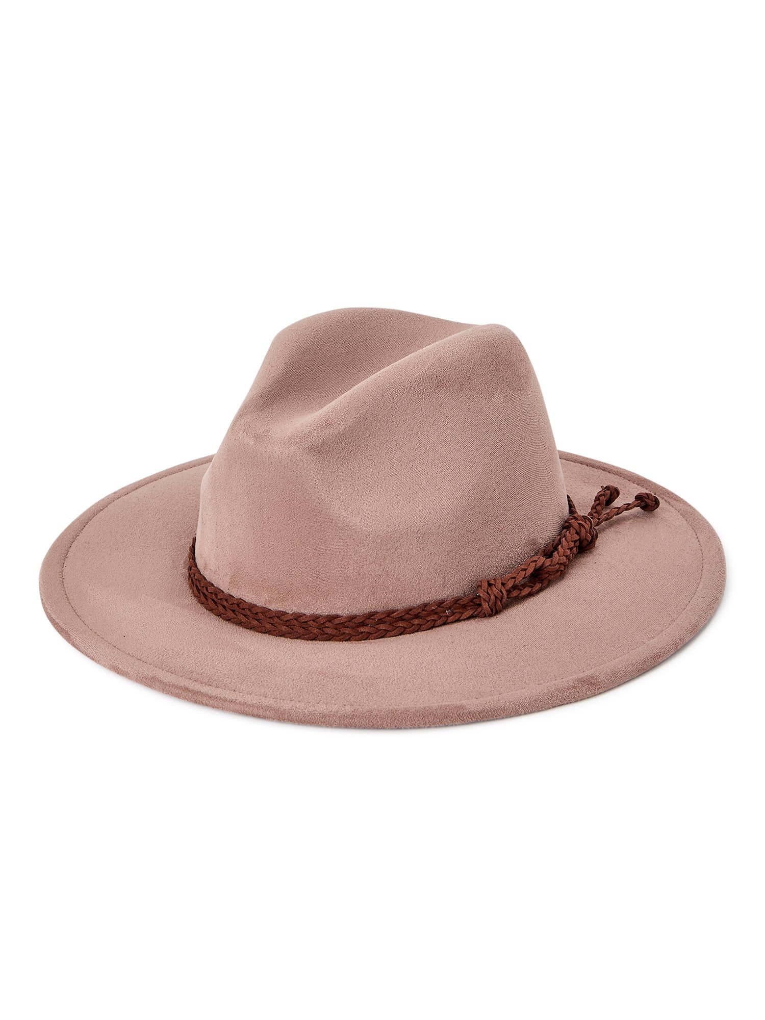 Time and Tru Adult Women's Taupe Suede Fedora with Knot Trim | Walmart (US)