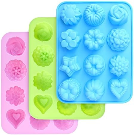 homEdge Food Grade Silicone Flowers Molds, Baking Pan with Flowers and Heart Shape Non-Stick 3-Pa... | Amazon (US)