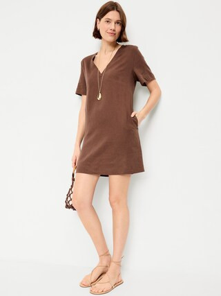 Short-Sleeve V-Neck Mini Shift Dress | Old Navy (US)