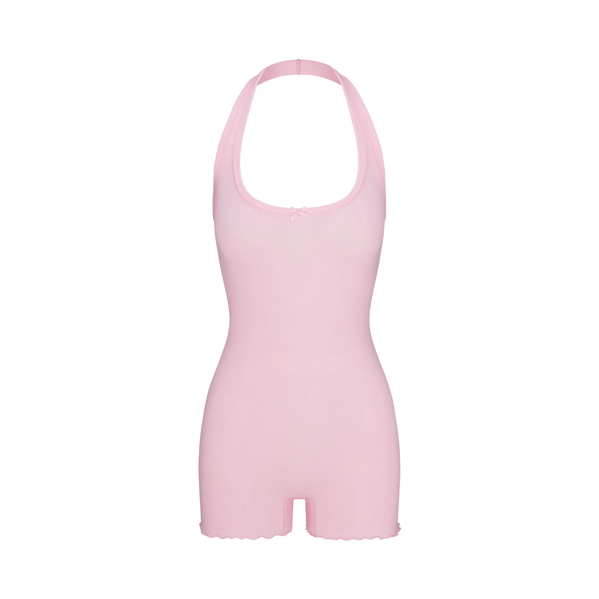 LOGO POINTELLE HALTER ONESIE | CHERRY BLOSSOM | SKIMS (US)